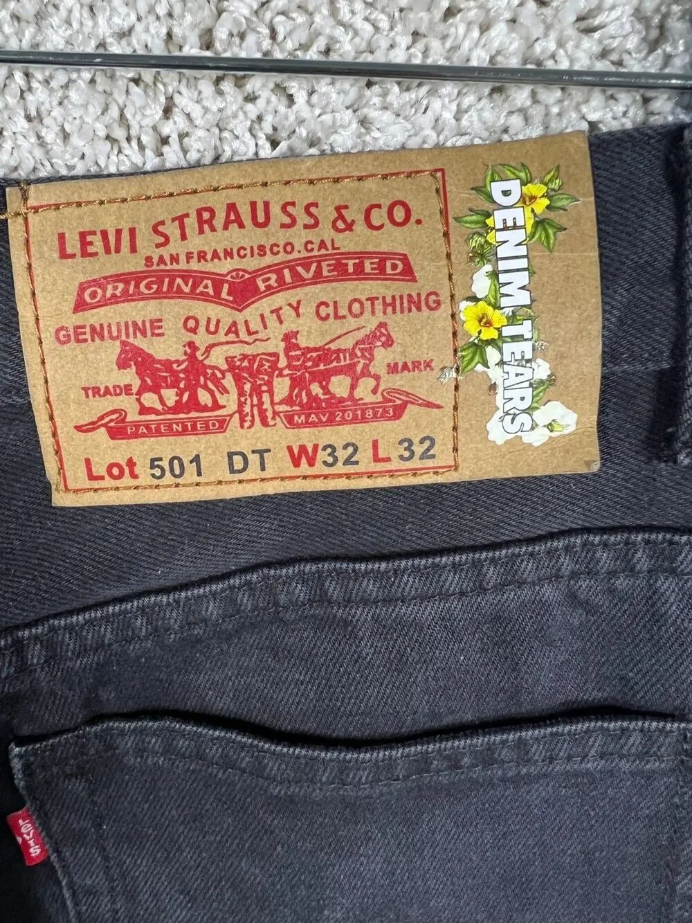 Black Denim Tears 32X32 Levi’s Cotton Wreath Jean